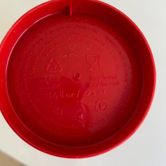 Starbucks Red Holiday Reusable Coffee Cup 16 Oz With White Lid - Picture 9 of 13